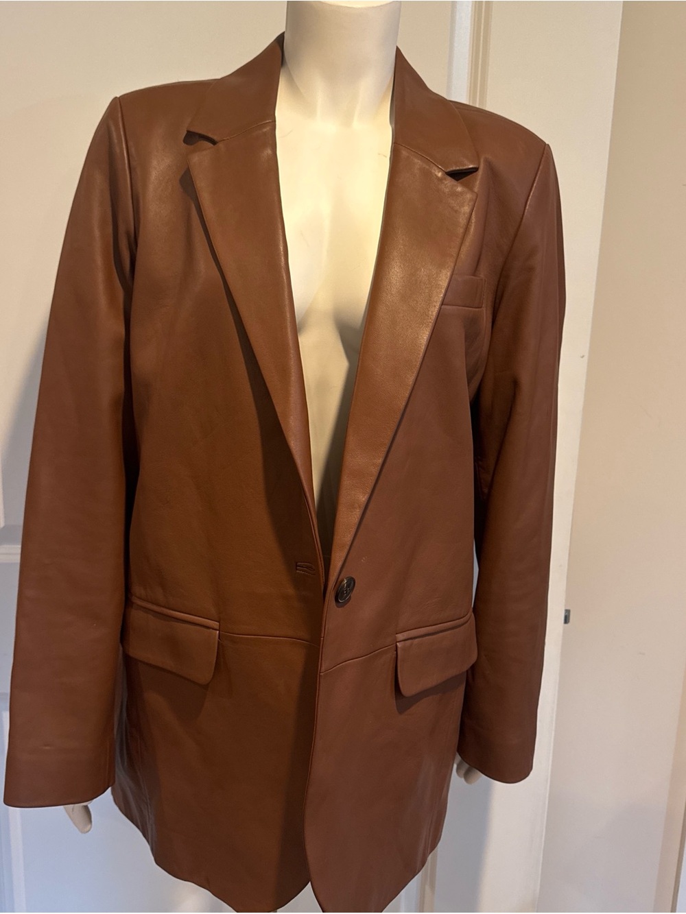 Madewell Brown Leather Blazer Jacket - Picture 2 of 3